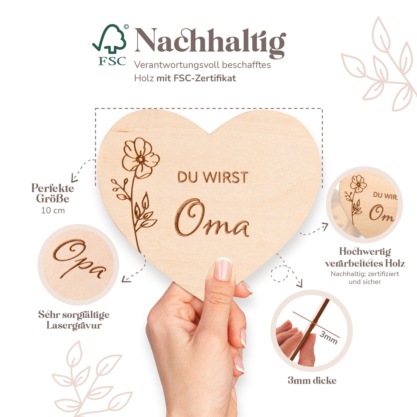 Schwangerschaft verkünden | Holzherzen