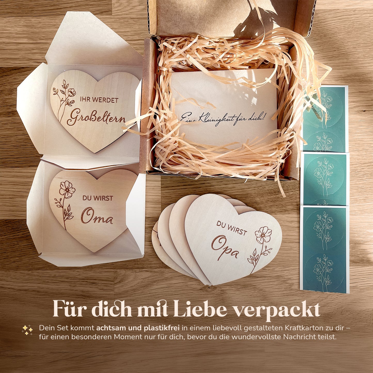 Schwangerschaft verkünden | Holzherzen