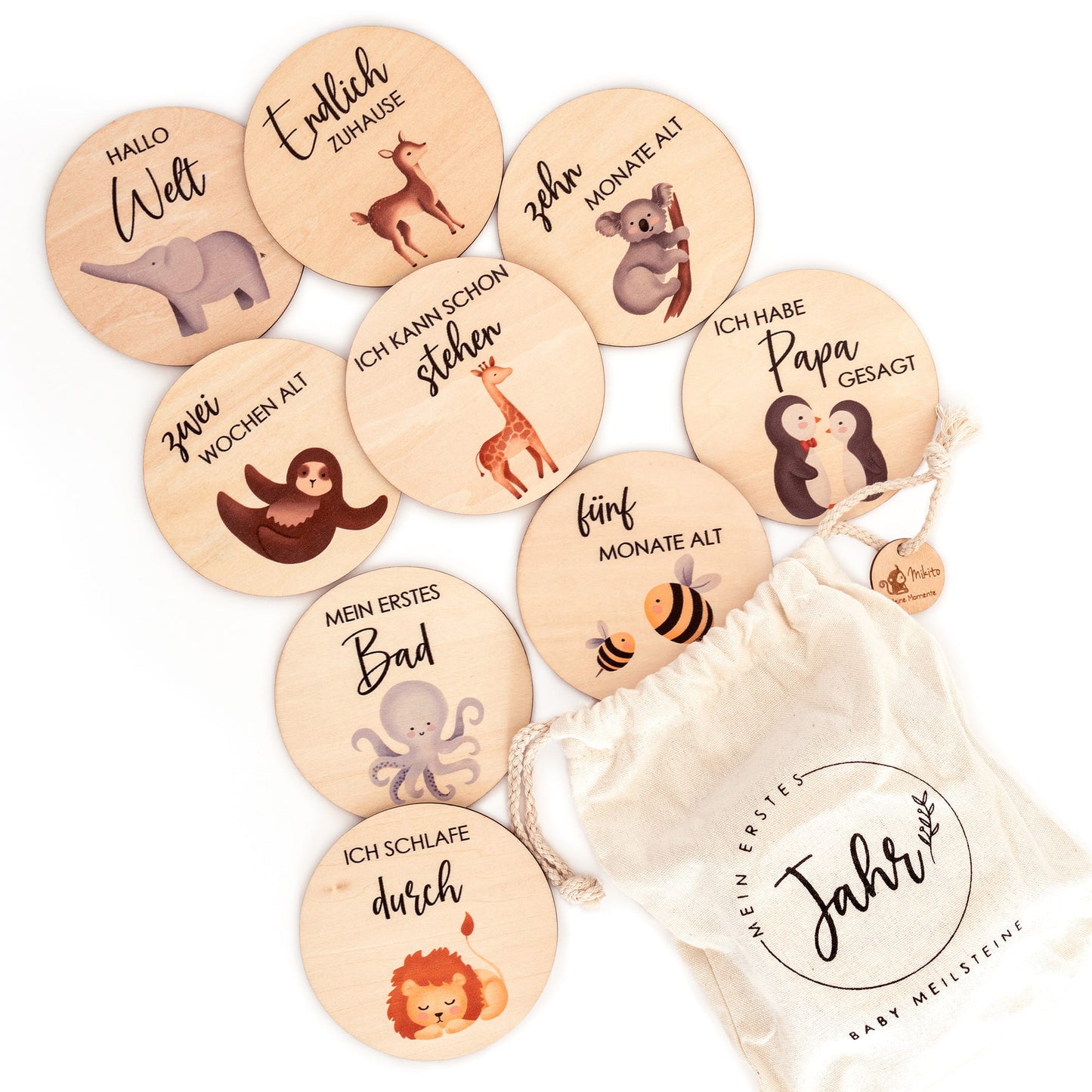 Holz Meilensteinkarten mit Farbigen Tiermotiven: 30 Unvergessliche Momente für Ihr Baby