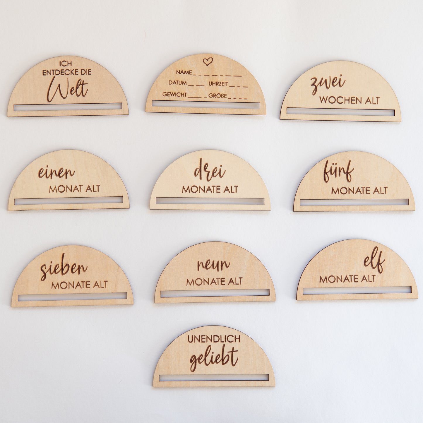 Holz Meilensteinkarten Baby | mit Makramee