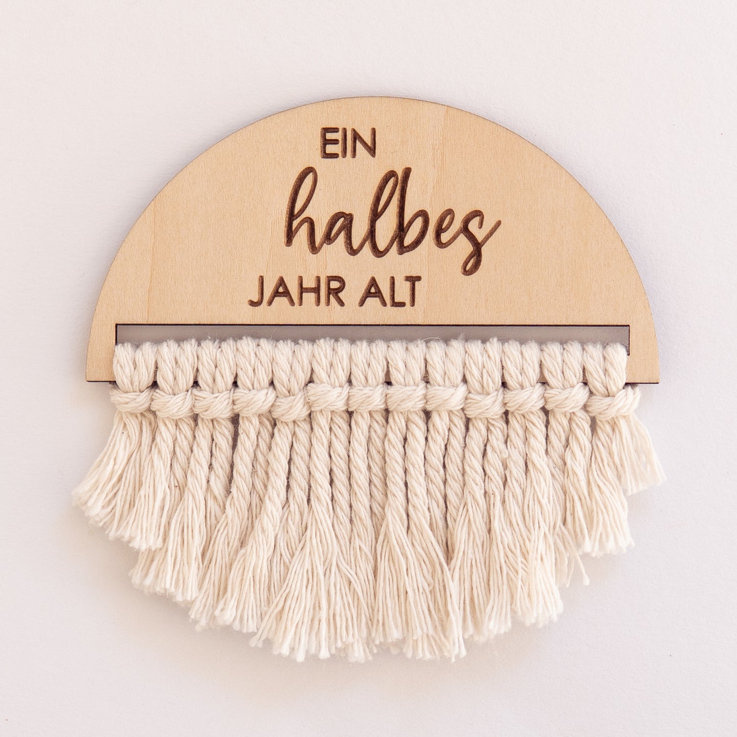 Holz Meilensteinkarten Baby | mit Makramee