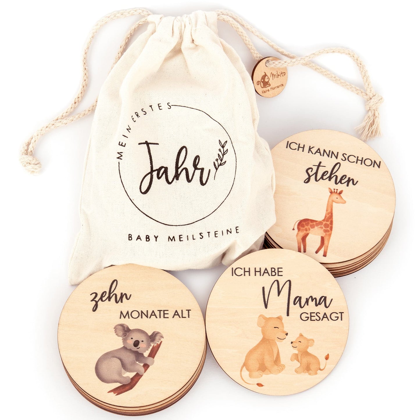Holz Meilensteinkarten mit Farbigen Tiermotiven: 30 Unvergessliche Momente für Ihr Baby