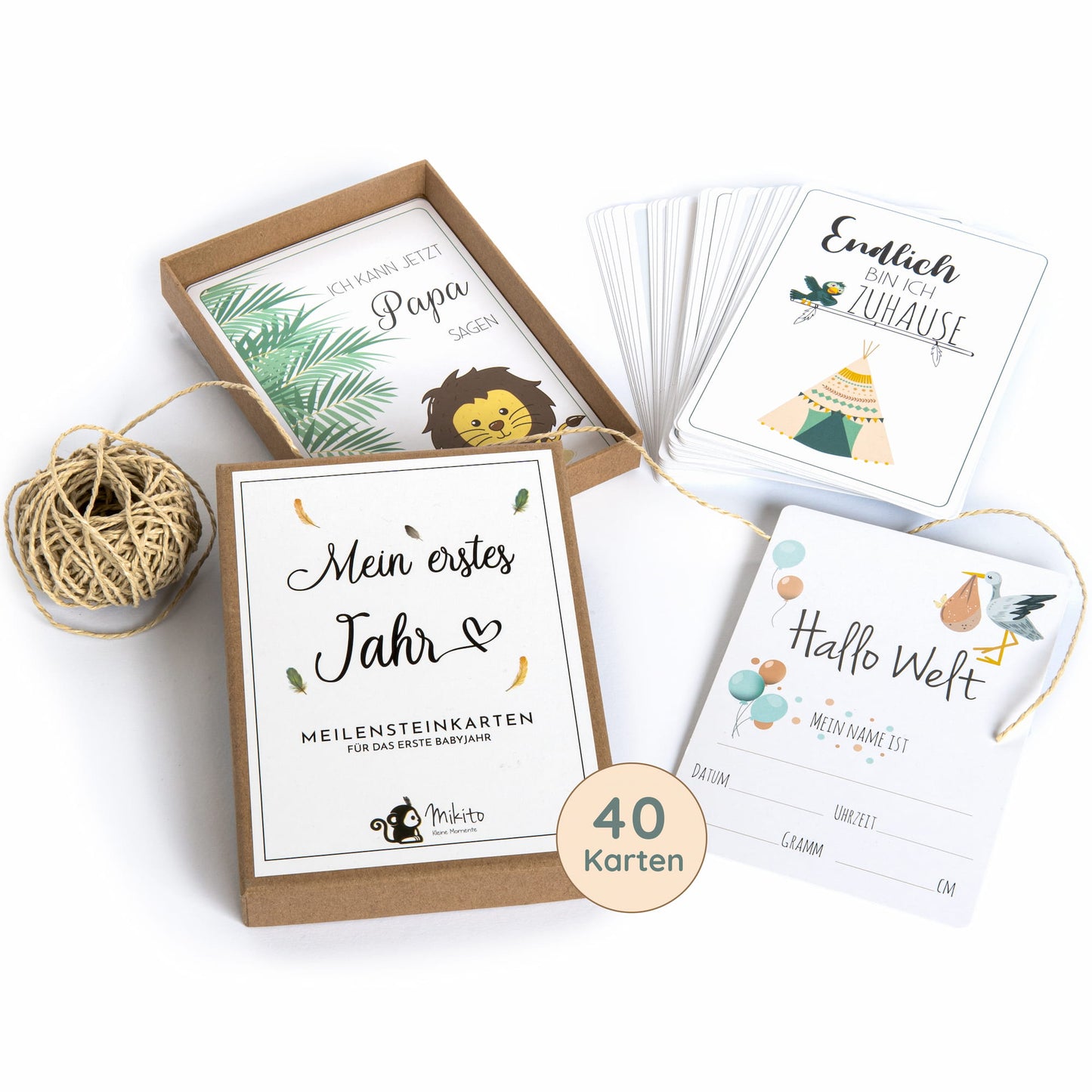 Baby Meilensteinkarten: 40 Karten für Junge und Mädchen