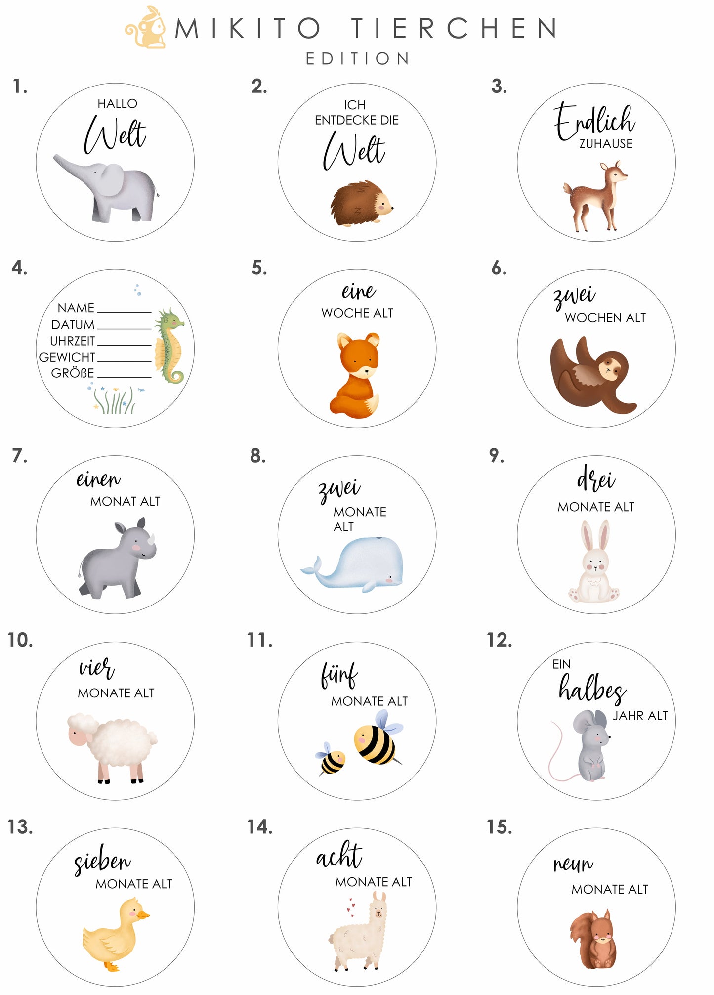 Holz Meilensteinkarten mit Farbigen Tiermotiven: 30 Unvergessliche Momente für Ihr Baby