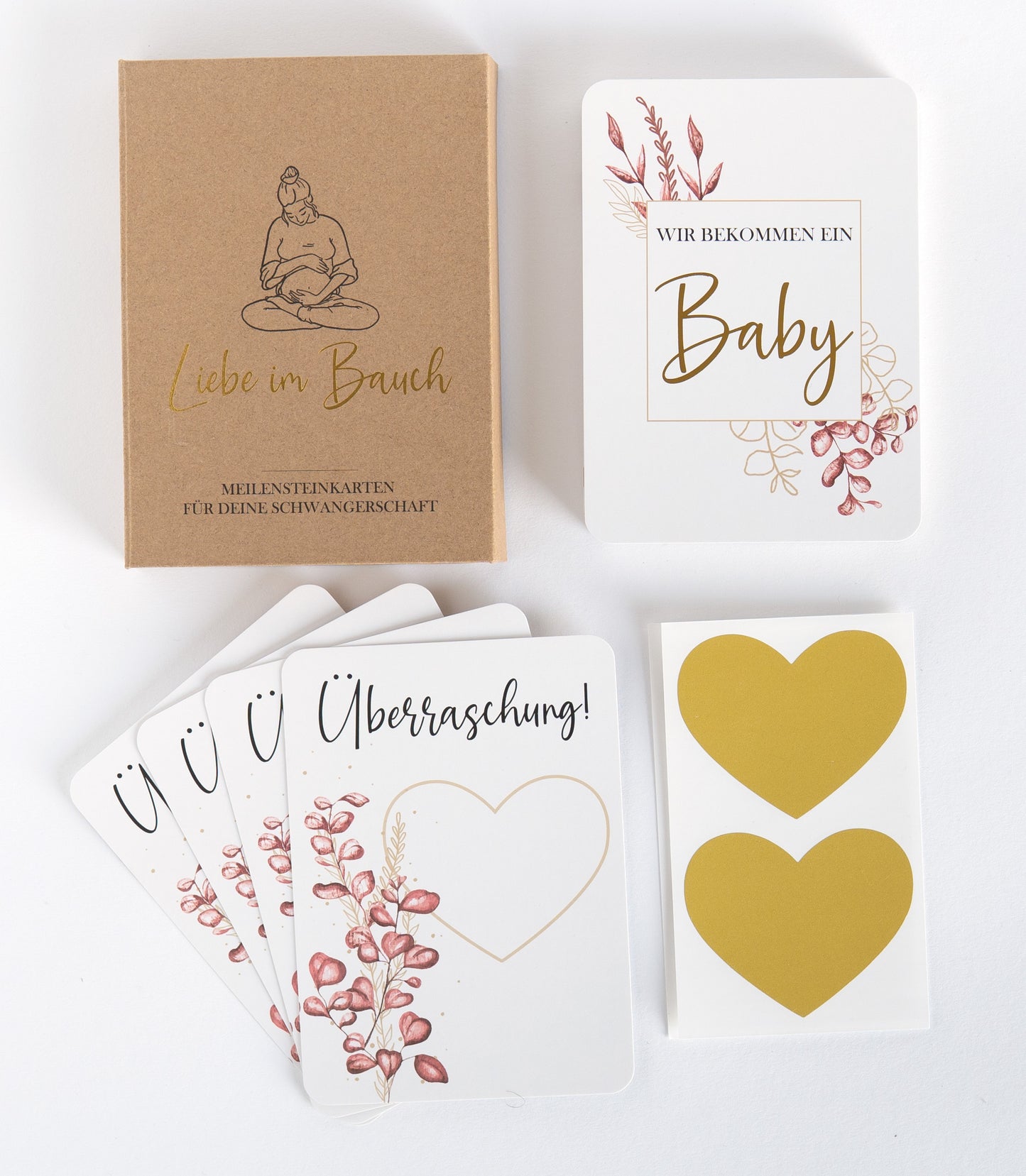 Meilensteinkarten Schwangerschaft | mit Gold Akzenten
