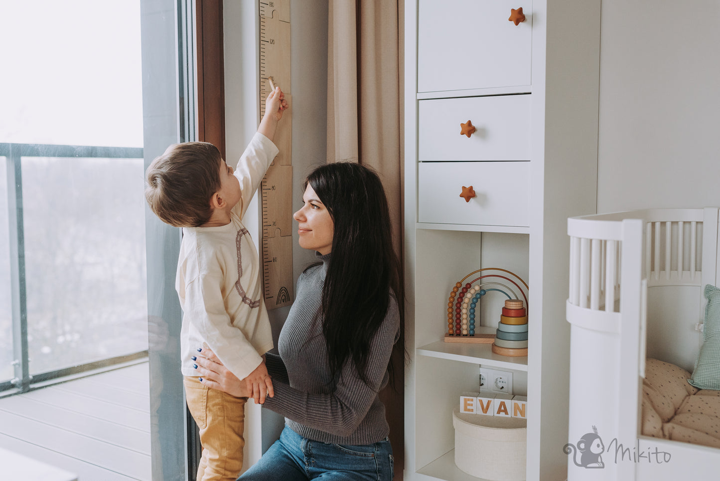 Kindermesslatte aus Holz