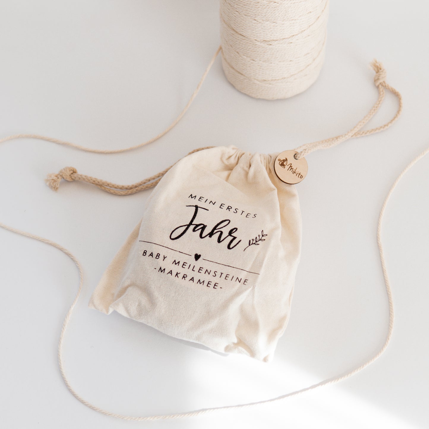 Holz Meilensteinkarten Baby | mit Makramee
