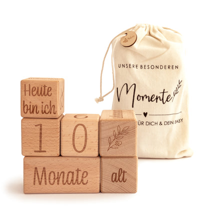 Mikito Baby Milestone Blocks: 6-Piece Set for Pregnancy and Baby Years