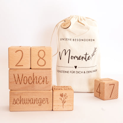 Mikito Baby Milestone Blocks: 6-Piece Set for Pregnancy and Baby Years