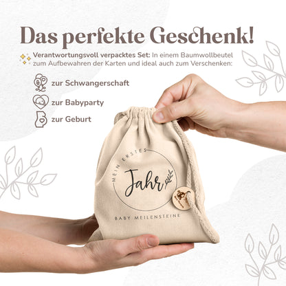 Holz Meilensteinkarten | farbige Tiermotive