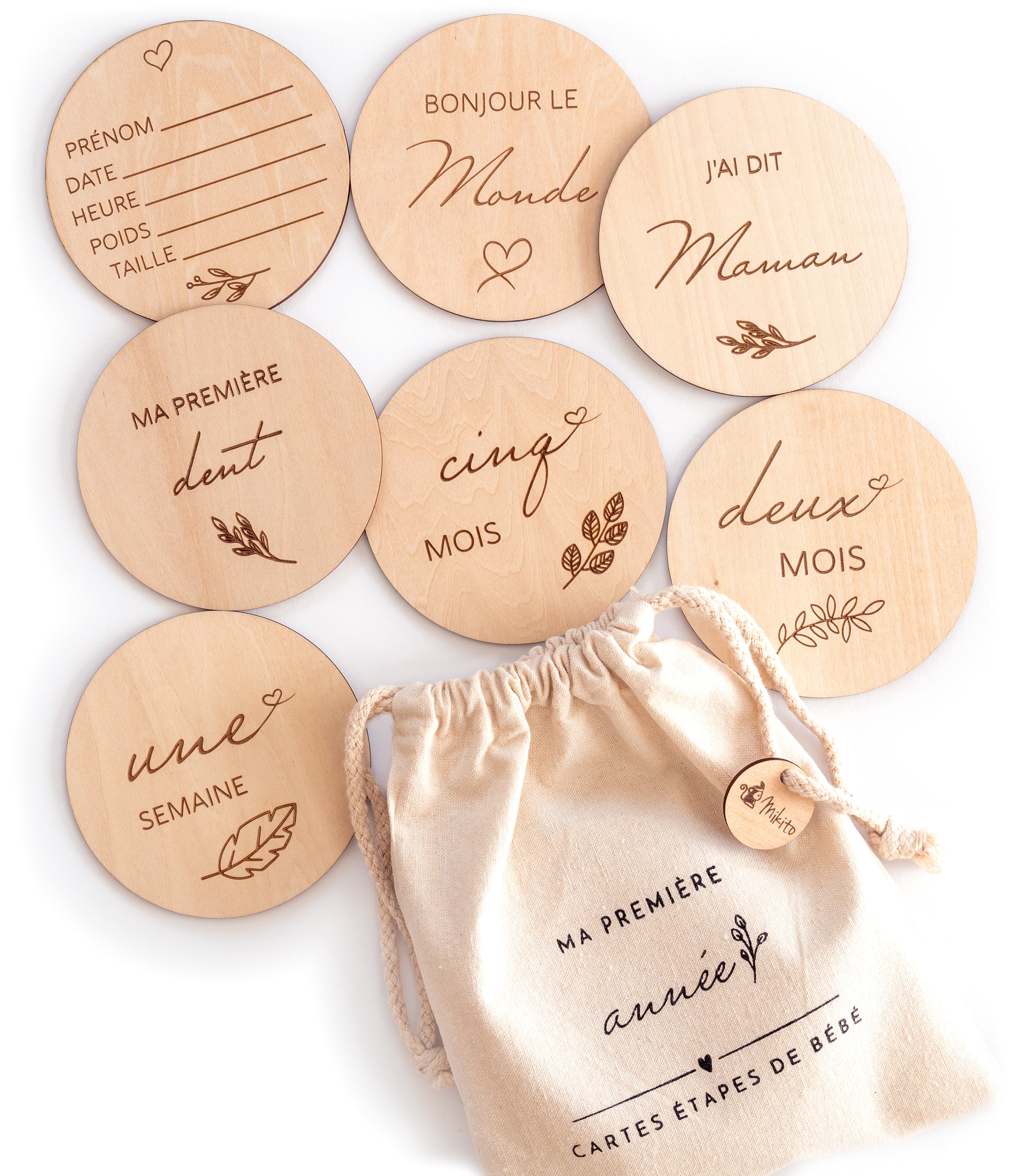Carte étape bébé en Bois - Mes moments marquants Carte étape bébé en Bois - Mes moments marquants