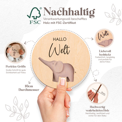 Holz Meilensteinkarten | farbige Tiermotive