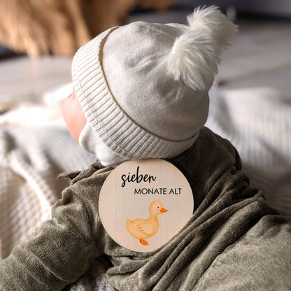 Holz Meilensteinkarten | farbige Tiermotive