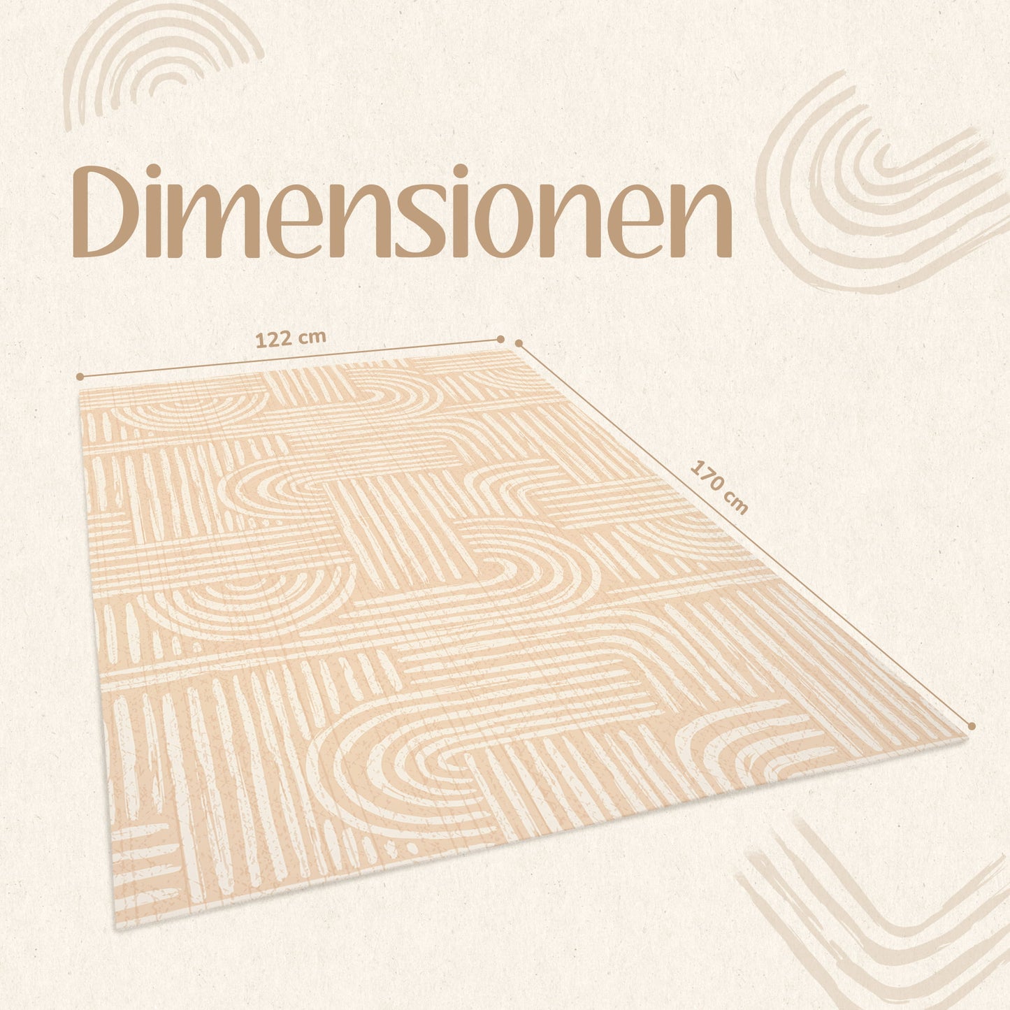 Großzügige Babymatte in Warm Beige mit 170 x 122 cm und 16 Puzzleteilen – viel Platz zum Spielen und Krabbeln